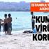 İstanbul'da hava sıcaklıkları artınca vatandaşlar Menekşe Plajı'na akın etti! Kum bizi virüsten korur dediler