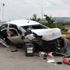 Hurdaya dönen aracın sürücüsü hayatta kaldı