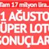 Süper Loto sonuçları: 17 milyon lira… (MPİ 31 Ağustos Süper Loto çekiliş sonucu)