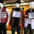 Koronavirüse dikkat çekmek için cansız mankenlere maske taktı