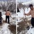 Yıllardır devam eden gelenek için kuyuları kar ile doldurdular Yıllardır devam eden gelenek için kuyuları kar ile doldurdular