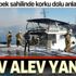 Bebek sahilinde bir tekne alev alev yandı!