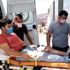 Fırlayan spiral taşı işçinin bacağına isabet etti Fırlayan spiral taşı işçinin bacağına isabet etti