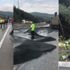 Asfalt malzemesi yüklü tır devrildi: 1 yaralı Asfalt malzemesi yüklü tır devrildi: 1 yaralı