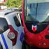 Pazartekke durağında tramvay, polis aracına çarptı Pazartekke durağında tramvay, polis aracına çarptı