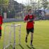 Göztepe de futbolcular gruplar halinde çalıştı