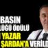 ﻿Yılın basın özgürlüğü ödülü derin yazar Tolga Şardan'a verildi